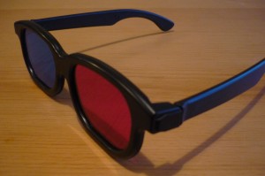 Iconic blue and red 3D glasses
