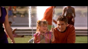 John Connor in a park with his daughter in the Terminator 2 alternate ending