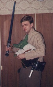 Yoda along with aDam dressed as Luke from Star Wars: The Empire Strikes Back