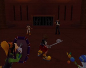 Kingdom Hearts - Sora, Goofie and Donald fight Yuffie and Leon from Final Fantasy