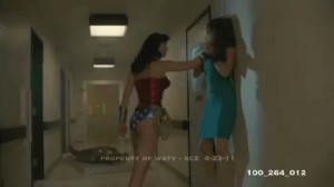 Wonder Woman Chokes Elizabeth Hurley