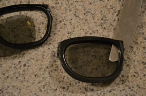 Make your own 2D to 3D glasses - Remove the lenses with a butter knife