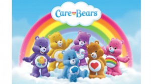 The cast of the new Care Bears TV series: Harmony Bear, Funshine Bear, Grumpy Bear, Share Bear, Tenderheart Bear and Cheer Bear