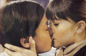 Jenna-Louise Coleman sharing a lesbian kiss with a girl