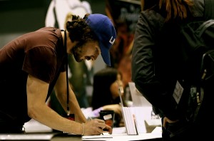 Shia LaBeouf signing his comic at Chicago Comic and Entertainment Expo
