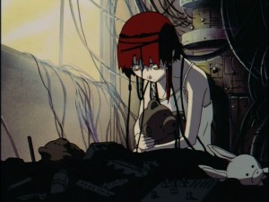 Lain hooked up to a computer